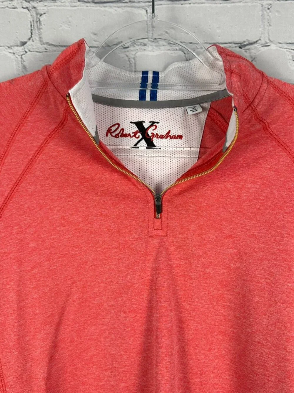 Robert‎ Graham X Men's Quarter Zip Lightweight Golf Pullover, Size Medium, Coral